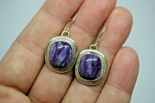 Vintage Sterling Silver Fluorite Signed BP Dangle Earrings