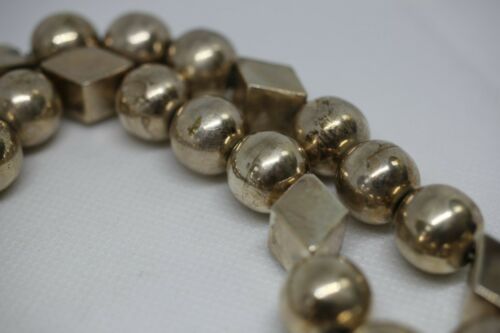Vintage Mexico Sterling Silver 925 TA-66 Ball & Diamond Shaped Bead Necklace