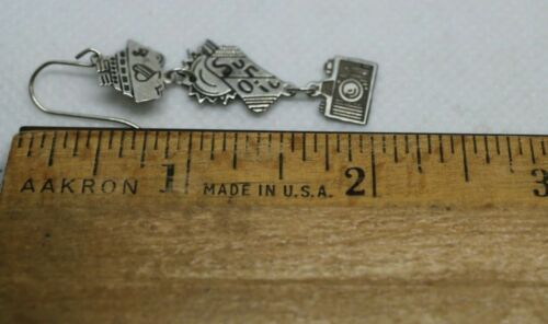 Berebi Sterling Silver Cruise Boat Sun Oil Camera Dangle Wire Pierce Earrings