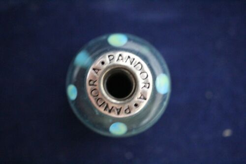 Pandora Murano Teal Polka Dots Sterling Silver 925 Glass Charm ALE - #790605