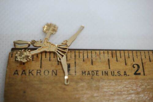 14k Yellow Gold Jumping Cheerleader with Pom-Poms Pendant