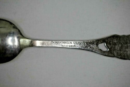 TH Marthinsen Norway Sterling Silver Telemark Demitasse Spoon #222 No Mono