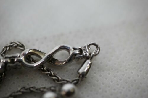 Sterling Silver 925 Adjustable Bolo Bracelet with Diamond Chips Infinity Symbols