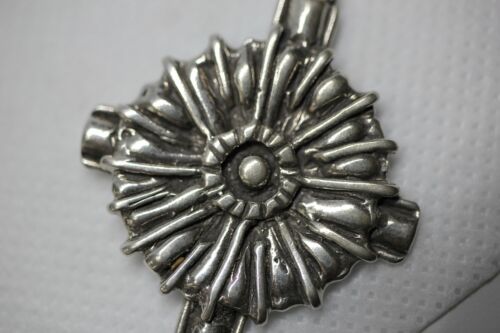 Sterling Silver 925 Celtic Style Cross Crucifix Pendant Unique Design 1.75 inch