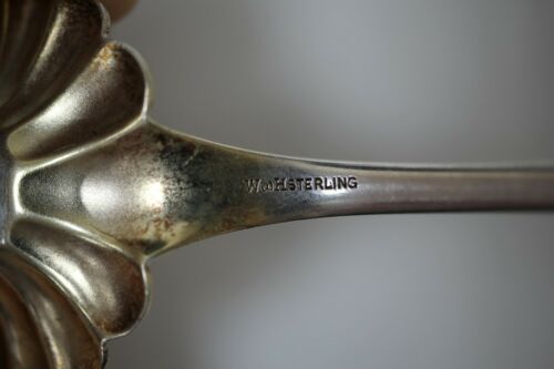 Wood & Hughes Engraved #1 Sterling Silver Salad Serving Fork Gold Wash - No Mono