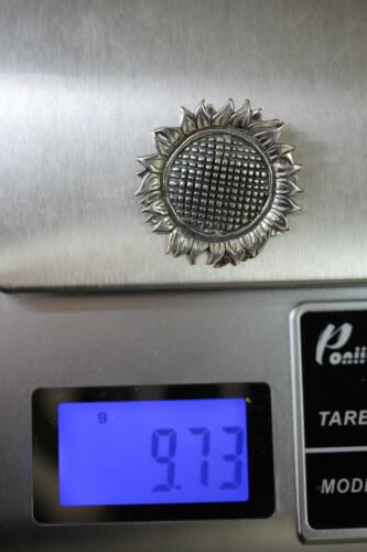 Vintage Sterling Silver Sun Flower Brooch / Pin signed H & H deMatteo GLV