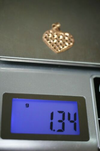 14k Rose Gold Diamond Cut Heart Pendant