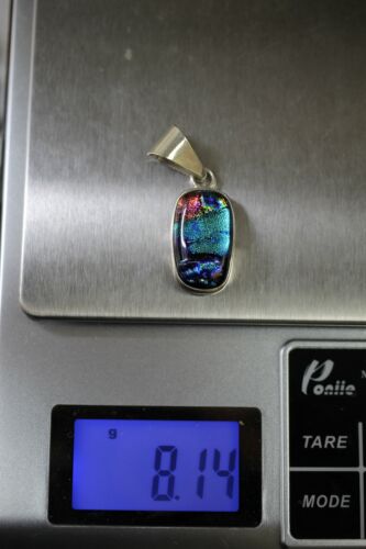 Charles Albert Sterling Silver Dichroic Glass Rectangular Pendant