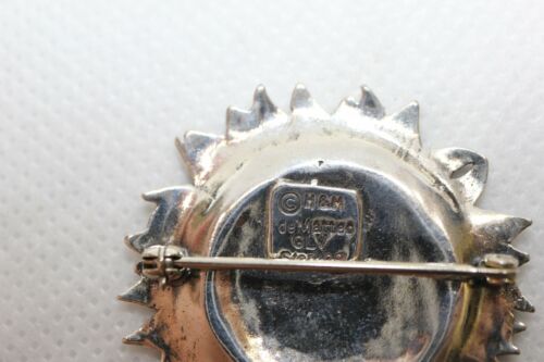 Vintage Sterling Silver Sun Flower Brooch / Pin signed H & H deMatteo GLV