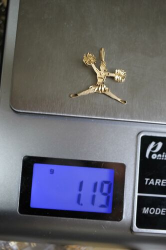 14k Yellow Gold Jumping Cheerleader with Pom-Poms Pendant