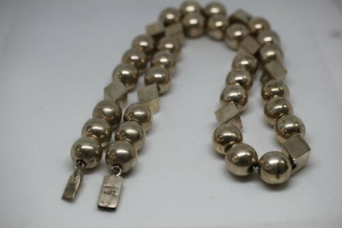 Vintage Mexico Sterling Silver 925 TA-66 Ball & Diamond Shaped Bead Necklace
