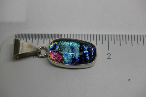 Charles Albert Sterling Silver Dichroic Glass Rectangular Pendant