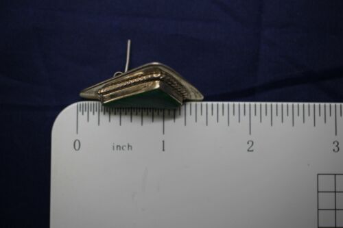 Vintage Mexico TL-92 Sterling Silver 925 Malachite Modern Post Earrings