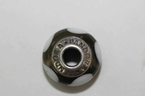 Pandora Gray Ice Love White Hearts Murano Charm Bead #790666