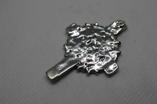 Sterling Silver 925 Celtic Style Cross Crucifix Pendant Unique Design 1.75 inch