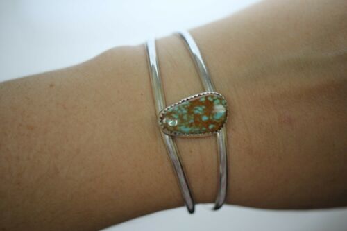 Navajo M. Otero Turquoise Sterling Cuff Bracelet - ~6.5 inch