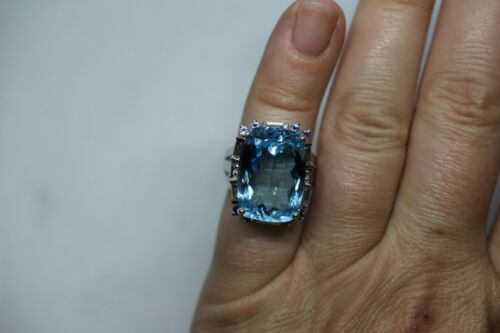 18.20ct Topaz w/ Tanzanite & White Topaz Sterling Silver Ring - Sz 4