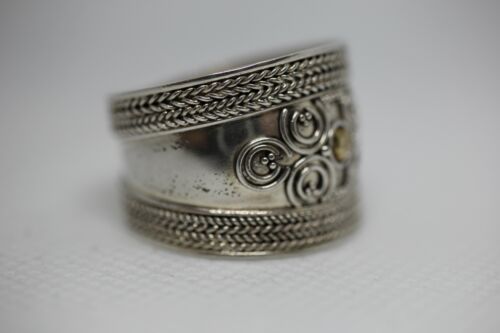 Sterling Silver 925 Boho Bohemian Braided Rope Swirl Wide Band Ring - Sz 12