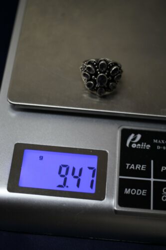 Vintage Sterling Silver Purple Stone Large Face Ring - ATI 925 Indonesia - Sz 6