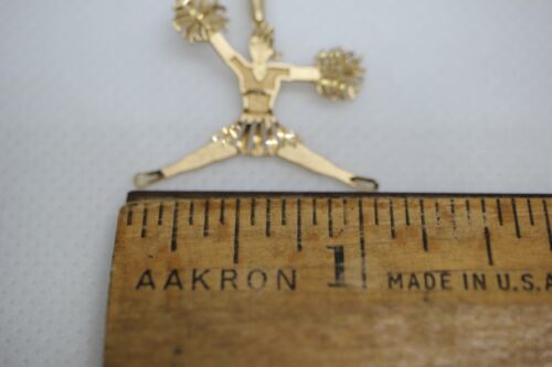 14k Yellow Gold Jumping Cheerleader with Pom-Poms Pendant