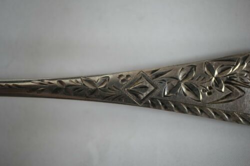 Wood & Hughes Engraved #1 Sterling Silver Salad Serving Fork Gold Wash - No Mono