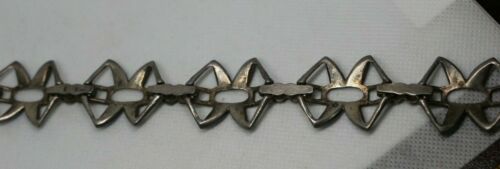 Italy 800 Sterling Silver Blue Enamel Openwork Modernist Link Bracelet 8 in