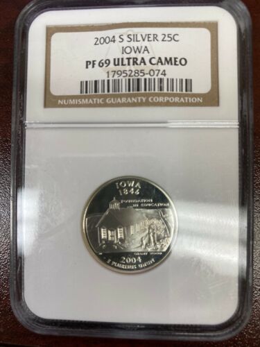 2004-S IOWA SILVER State Quarter 25C • NGC PF69/PR69 UCAM • See Our Store!