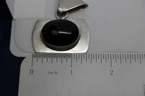 Vintage Mexico TZ-13 Sterling Silver 925 Black Onyx Pendant
