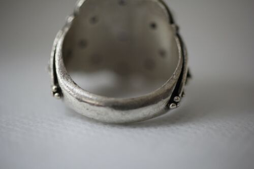 Vintage Sterling Silver Purple Stone Large Face Ring - ATI 925 Indonesia - Sz 6