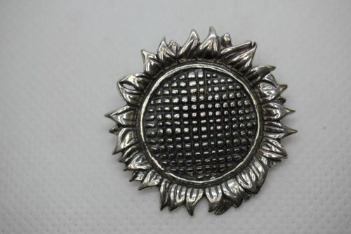 Vintage Sterling Silver Sun Flower Brooch / Pin signed H & H deMatteo GLV
