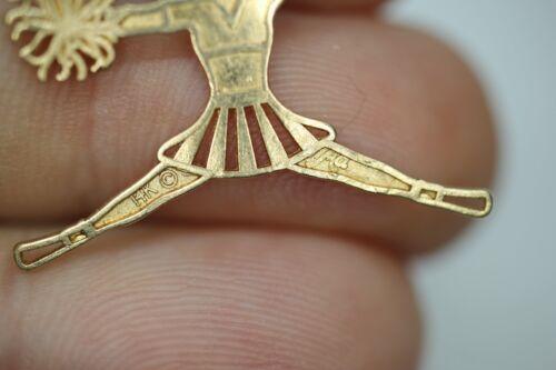 14k Yellow Gold Jumping Cheerleader with Pom-Poms Pendant