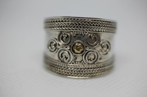 Sterling Silver 925 Boho Bohemian Braided Rope Swirl Wide Band Ring - Sz 12