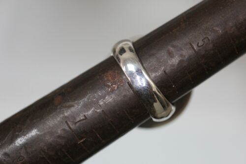 Unique Sterling Silver 925 Round Mother of Pearl Inlay Curved Ring - Sz 5.75