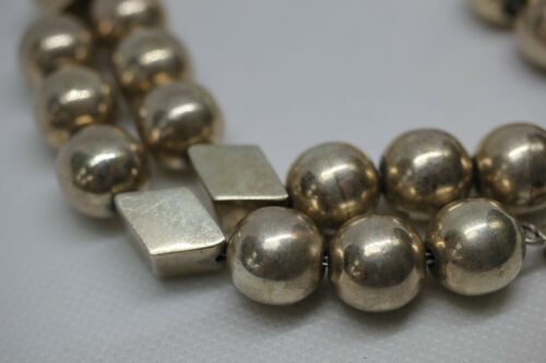 Vintage Mexico Sterling Silver 925 TA-66 Ball & Diamond Shaped Bead Necklace