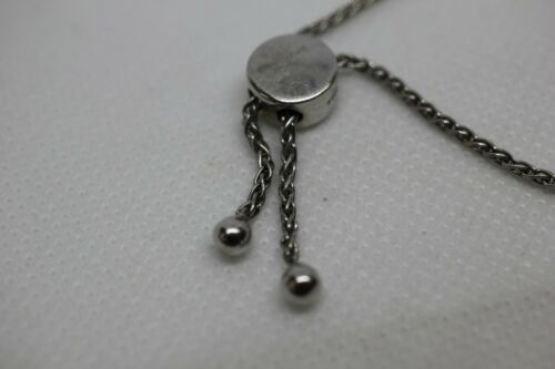 Sterling Silver 925 Adjustable Bolo Bracelet with Diamond Chips Infinity Symbols