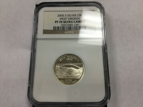 2005 S Silver 25c West Virginia PF 70 UCAM NGC