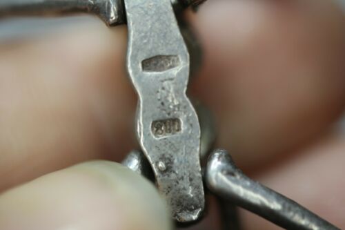 Italy 800 Sterling Silver Blue Enamel Openwork Modernist Link Bracelet 8 in