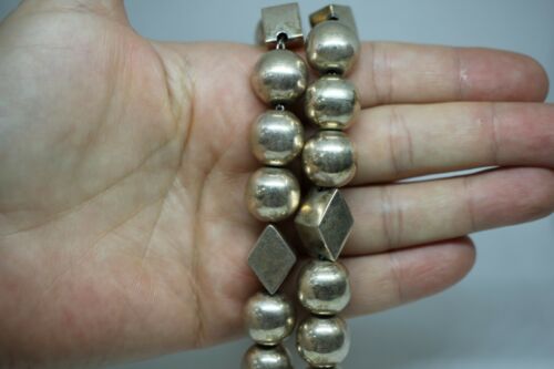 Vintage Mexico Sterling Silver 925 TA-66 Ball & Diamond Shaped Bead Necklace