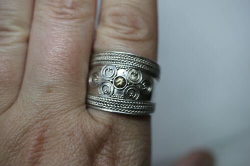 Sterling Silver 925 Boho Bohemian Braided Rope Swirl Wide Band Ring - Sz 12