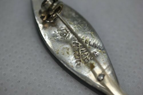Vtg Mexico 925 Sterling Silver Copper Inlay Lucite Modernist Fish Brooch Pin