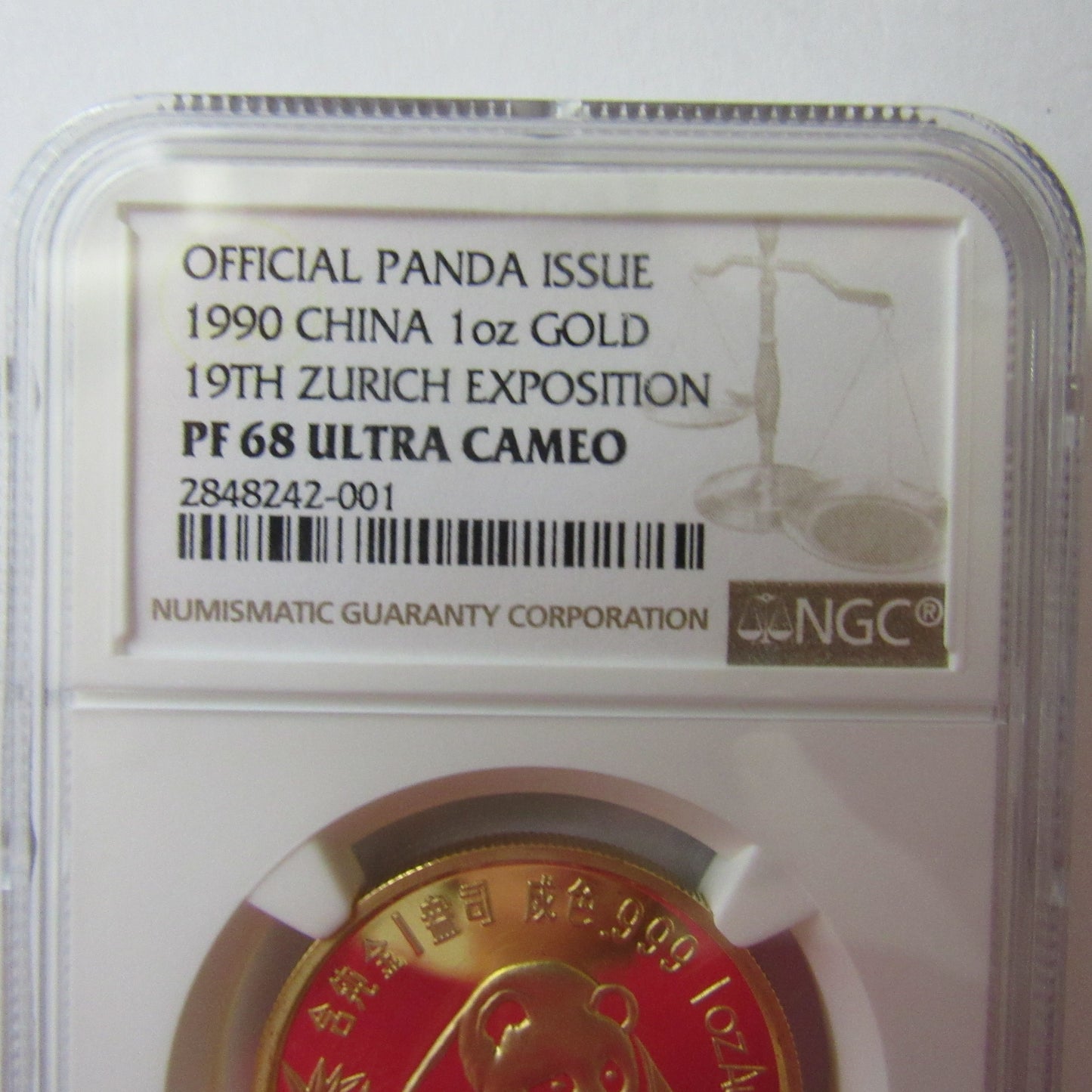 1990 1 oz .999 Fine Gold Panda Zurich Expo Commemorative Coin - NGC PF 68 UCAM