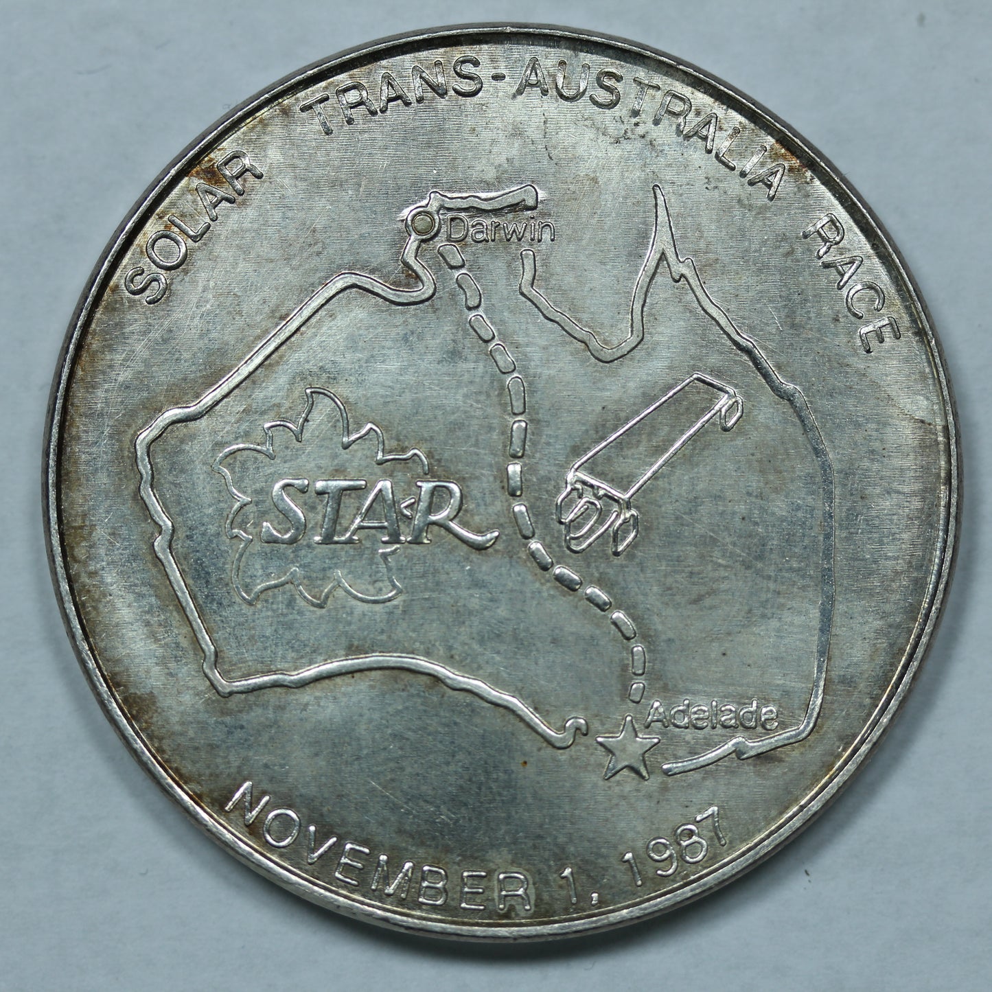 Crowder College Pure Silver Solar Trans-Australia Race Medal Nov 1 1987