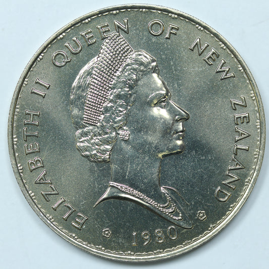 1980 New Zealand NZ $1 Coin Fantail Bird BU