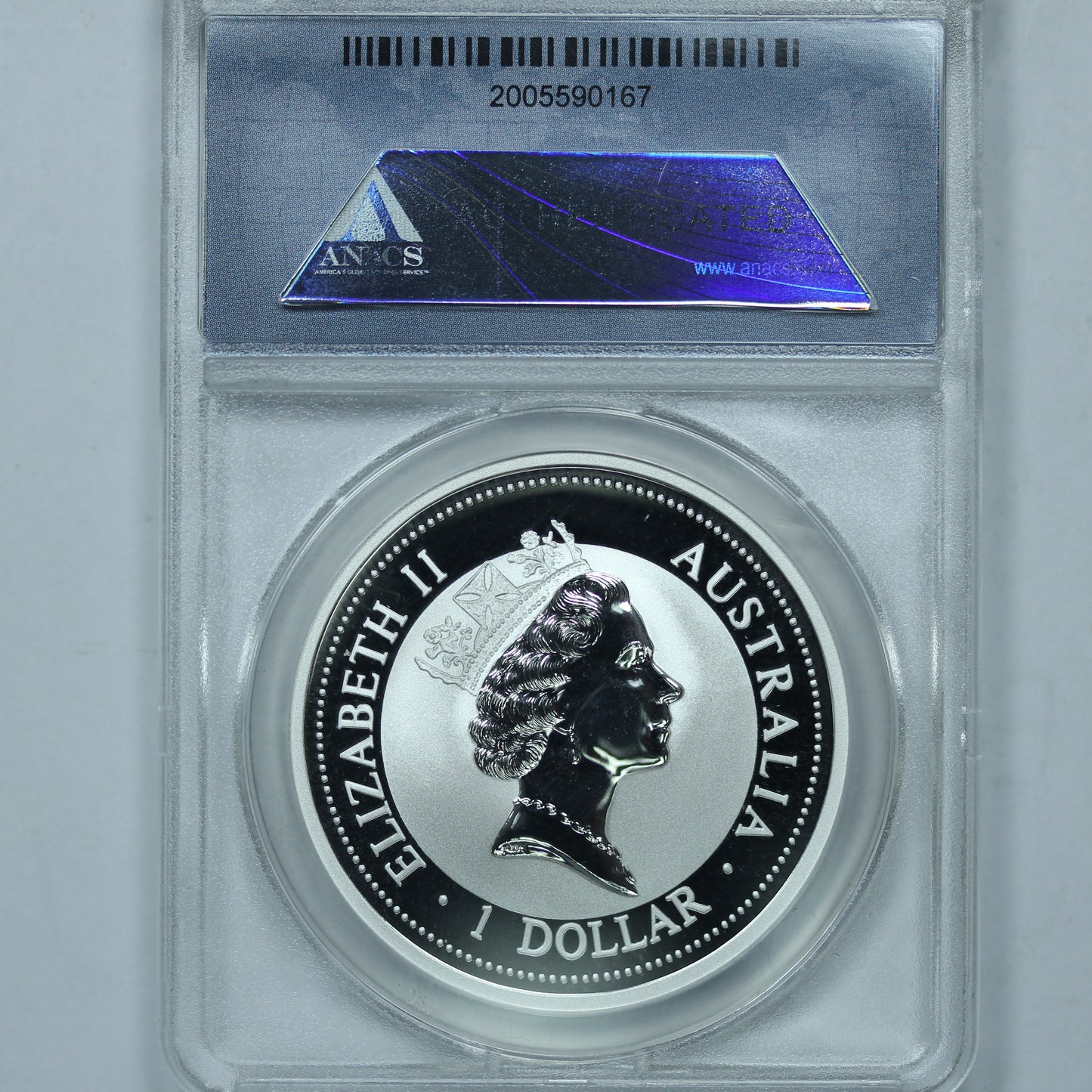 1996 $1 Australia Kookaburra 1 oz Silver - ANACS MS70 DCAM Deep Cameo