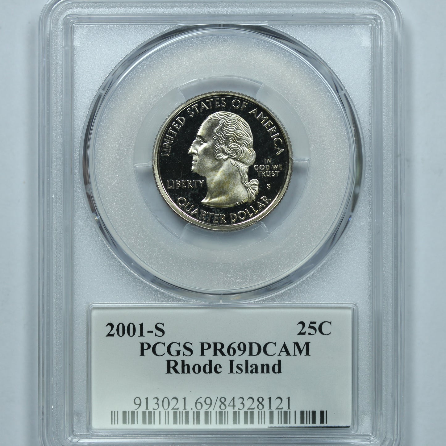 2001 S (San Francisco) 25c Clad Rhode Island Quarter - PCGS PR 69 DCAM
