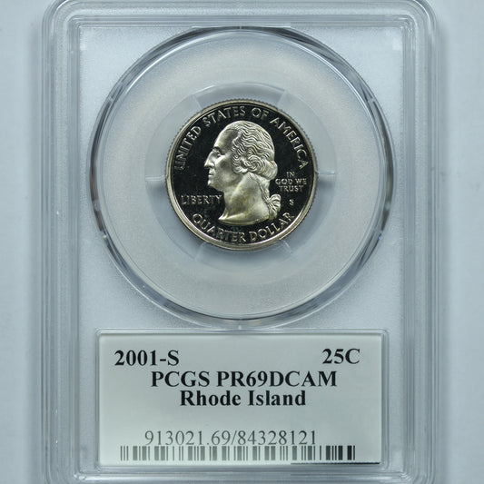 2001 S (San Francisco) 25c Clad Rhode Island Quarter - PCGS PR 69 DCAM
