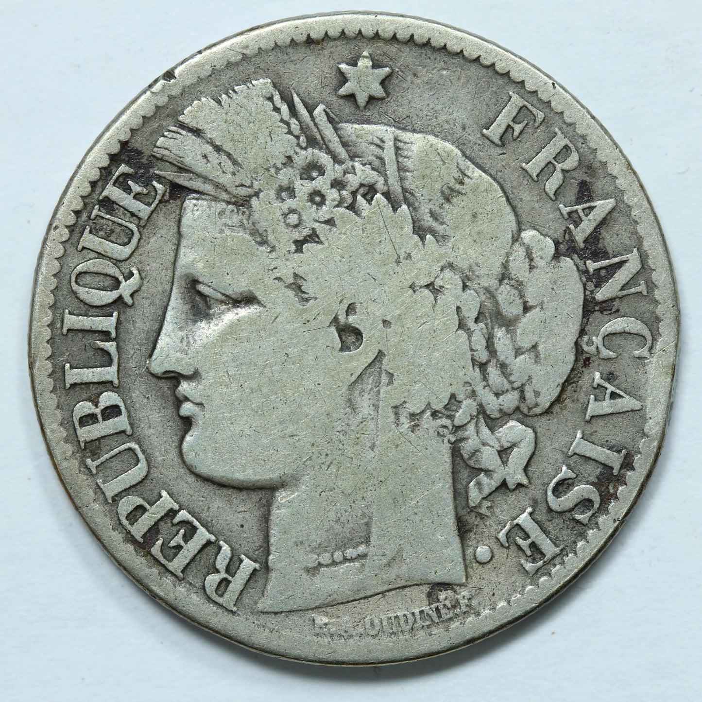 1871 2 Francs K (Bordeaux) France Third Republic Silver Coin - KM# 816.2