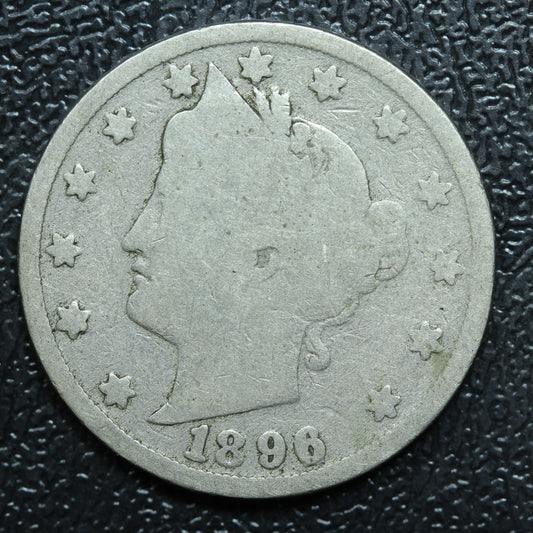 1896 Five Cent Coin 5c Liberty V Nickel