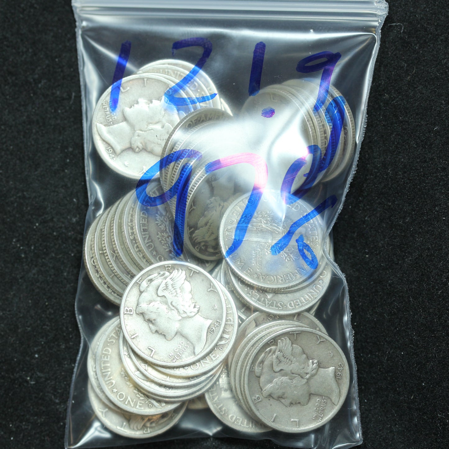 Roll of Mercury Dimes - $5 Face Value - 50 Dimes Avg Circ No Culls 97%