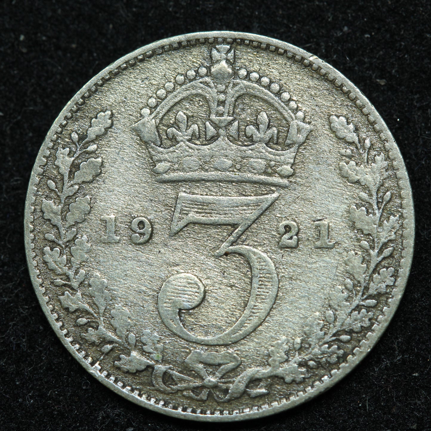 1921 Great Britain 3 Pence Threepence .500 Fine Silver KM#813a